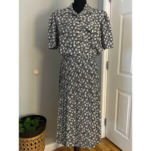 Stuart Alan Vintage 80's Black white Pleated dress 12